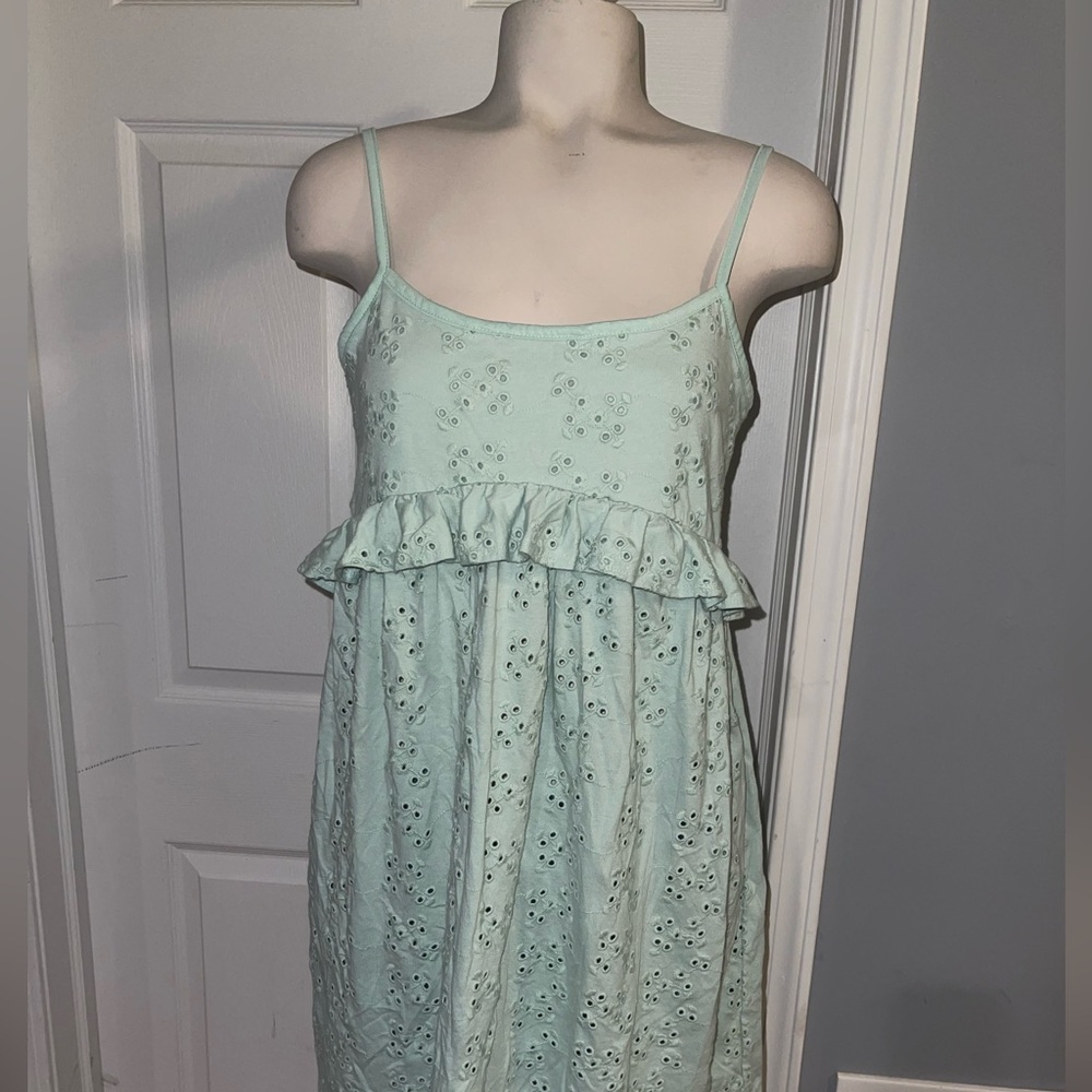 Green Sleeveless Spaghetti Strap Tank flowy babydoll tank top